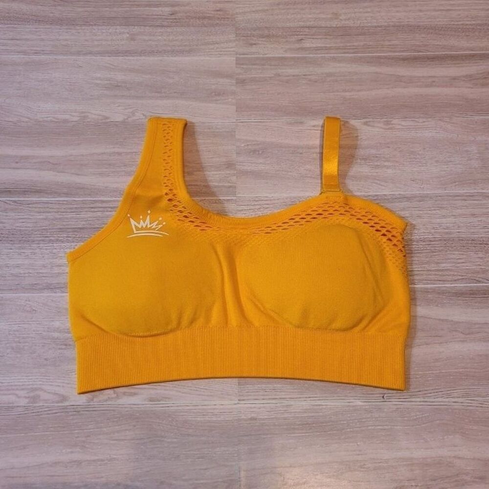 Royal Athletic Sports Bra XS Golden Yellow Seamless Yoga Workout Padded NWT Bra